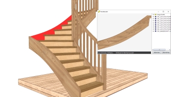 Lépcsőillesztések: Parancs csapszegeket és hornyokat hoz létre a gerendákon a lépcsőfokok és/vagy lépcsőfokok mellett.